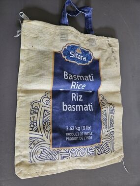 Basmati Rice Tote Bag in Beige and Navy